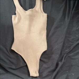 Tan Ribbed Kids One Piece